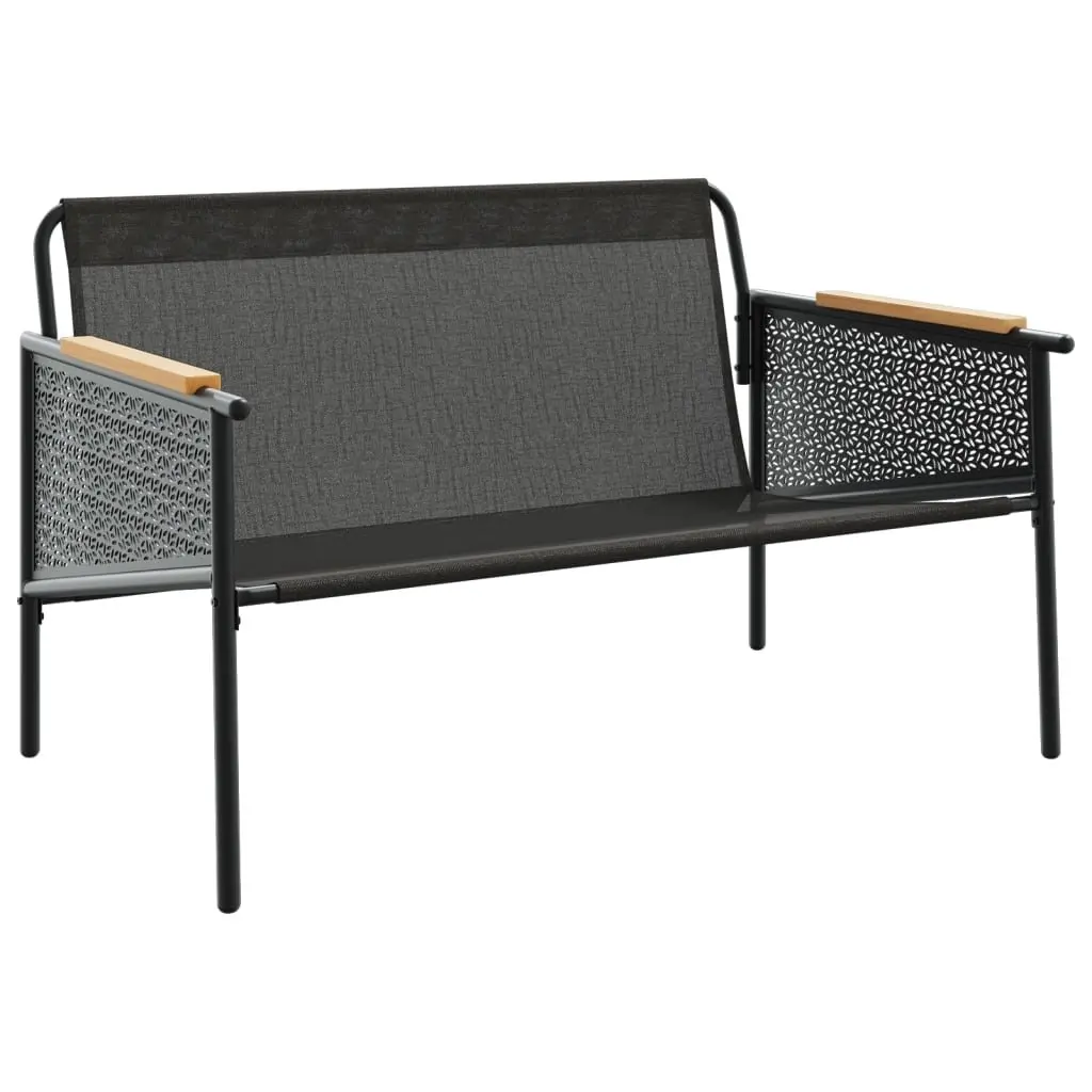 Garden Bench Steel Frame 116cm Black