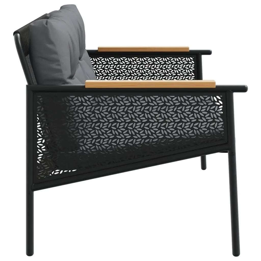 Garden Bench Steel Frame 116cm Black
