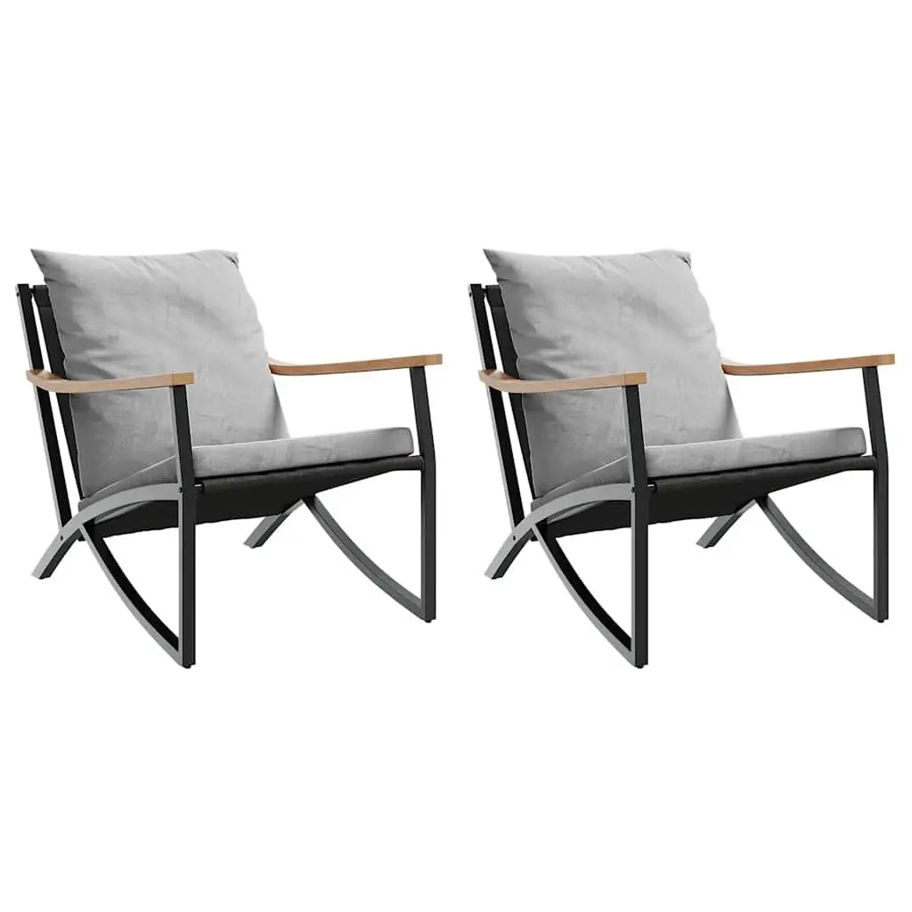 Garden Chairs Textilene Fabric Steel Frame 2 pcs Black Outdoor Seating Set