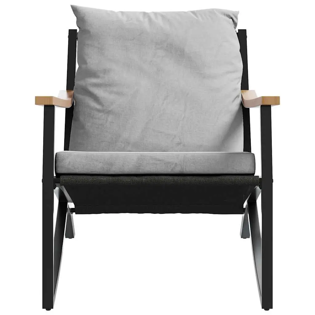 Garden Chairs Textilene Fabric Steel Frame 2 pcs Black Outdoor Seating Set
