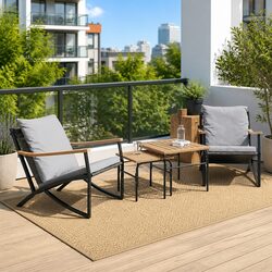 Durable 4 Piece Balcony Furniture Set with Cushions
