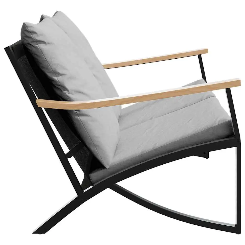 Garden Bench Steel Frame 120cm Black Textilene Cushions