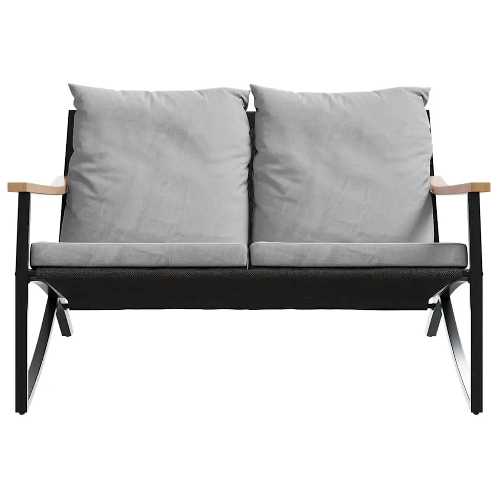 Garden Bench Steel Frame 120cm Black Textilene Cushions
