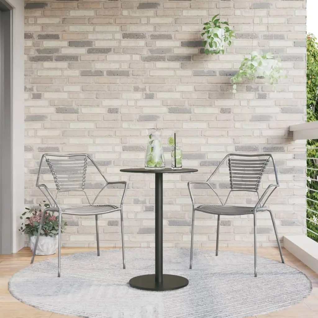 Round Black Garden Table for Outdoor Use Ø50cm