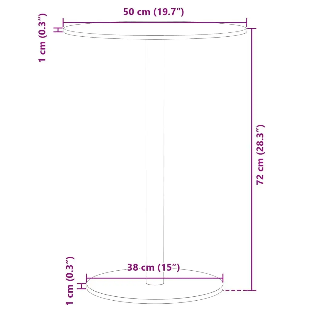Round Black Garden Table for Outdoor Use Ø50cm