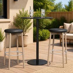 Robust Round Black Garden Table Ø60cm for Outdoor Dining