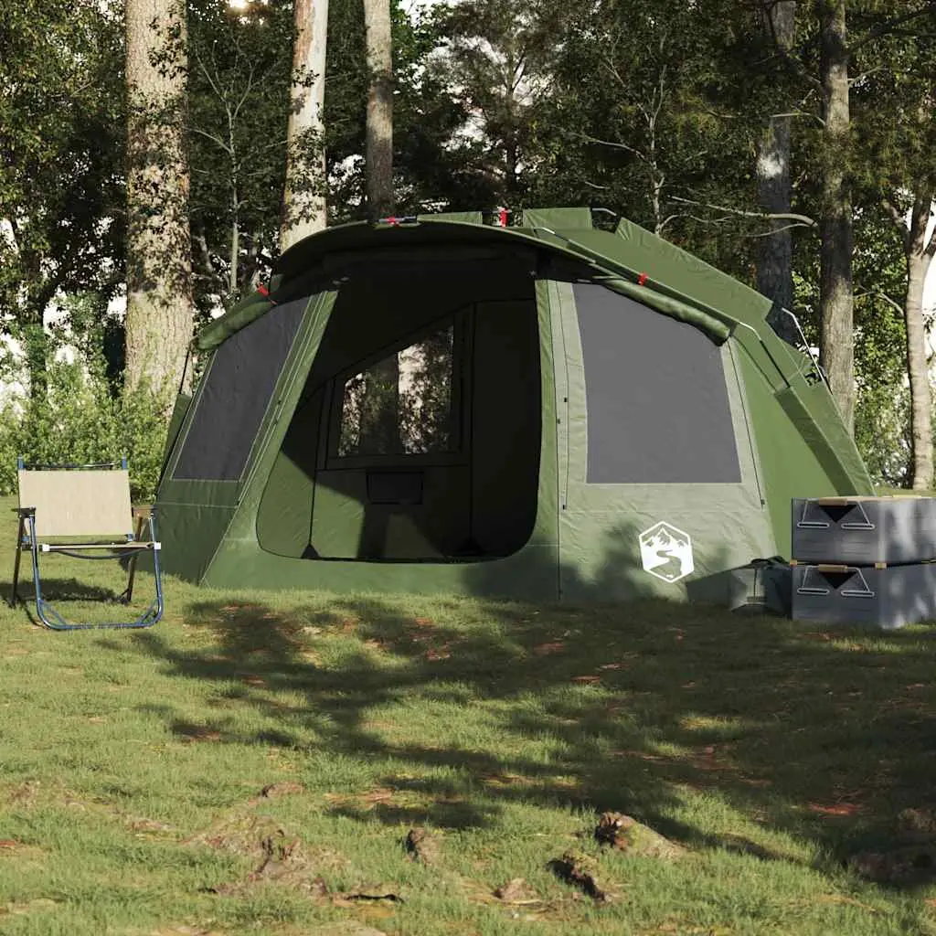 Fishing Tent Polyester 5-Person Waterproof Camping Shelter Olive Green