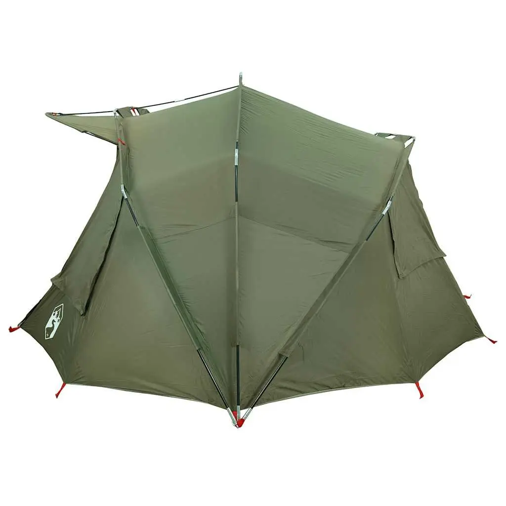 Fishing Tent Polyester 5-Person Waterproof Camping Shelter Olive Green