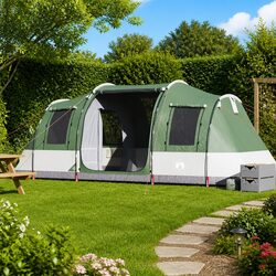 4-Person Green Camping Tunnel Tent with Waterproof Fibreglass