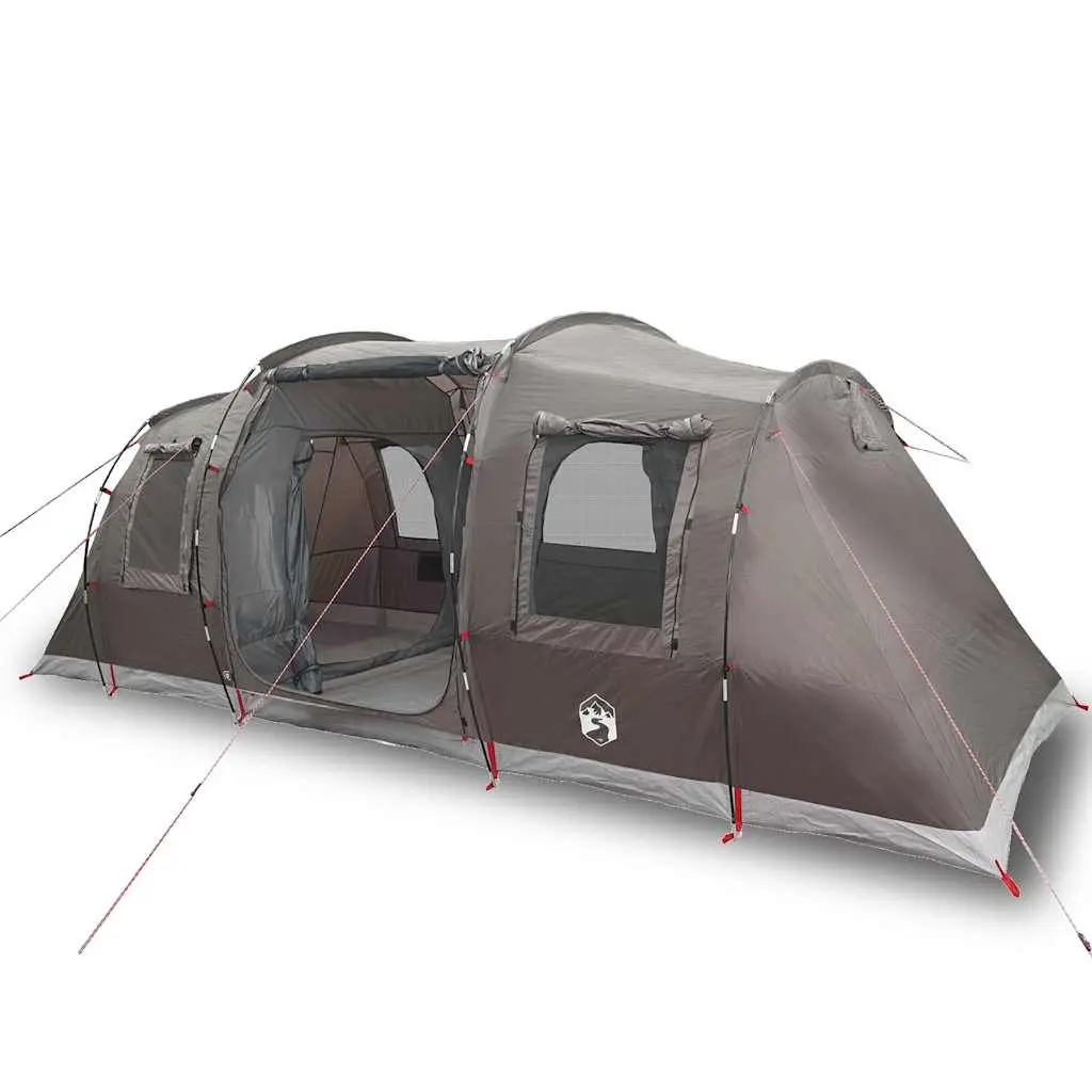 Camping Tent Tunnel 4-Person Brown Waterproof Fibreglass Poles Easy Setup