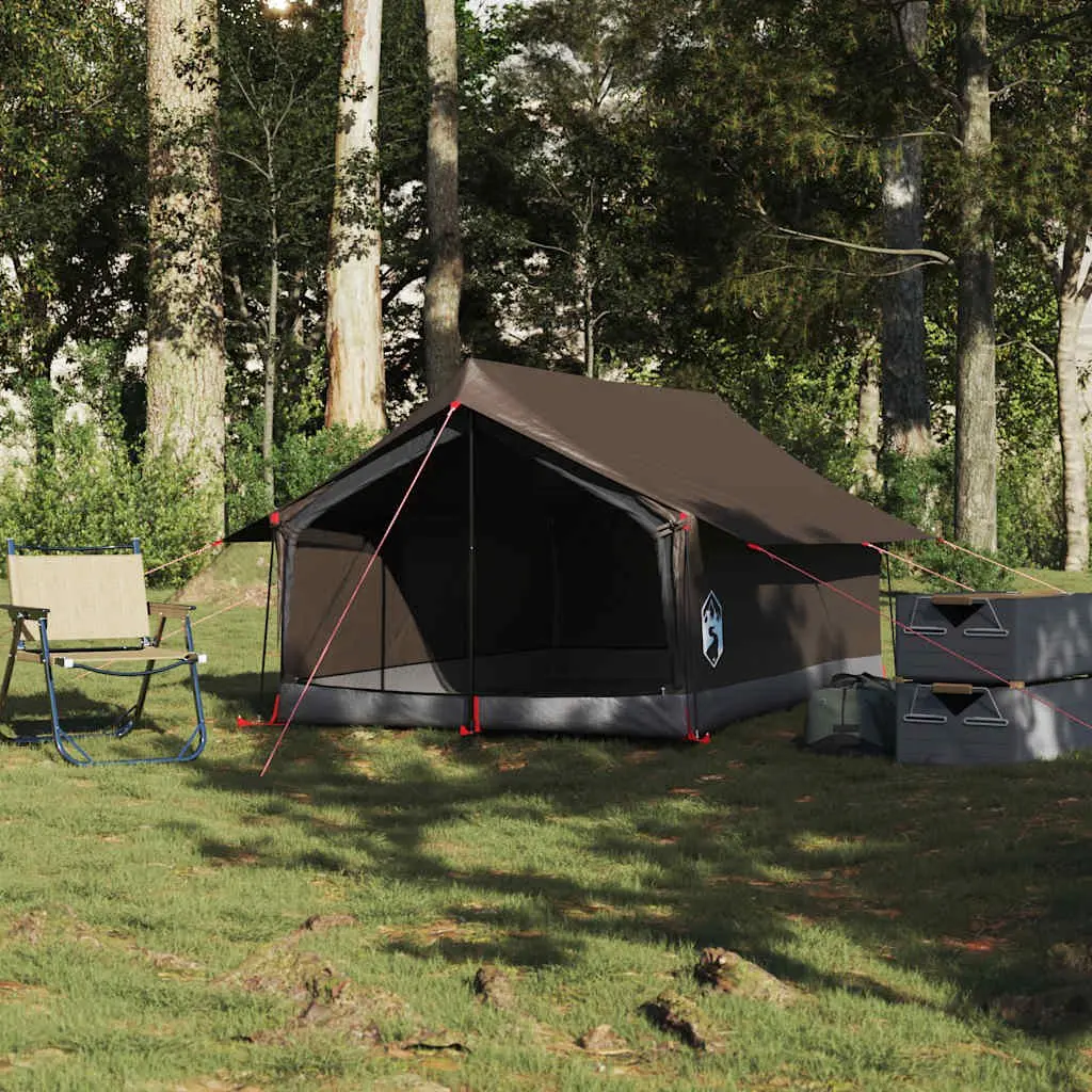 Camping Tent Polyester 2-Person Brown Waterproof Mesh Ventilation Portable Easy Setup