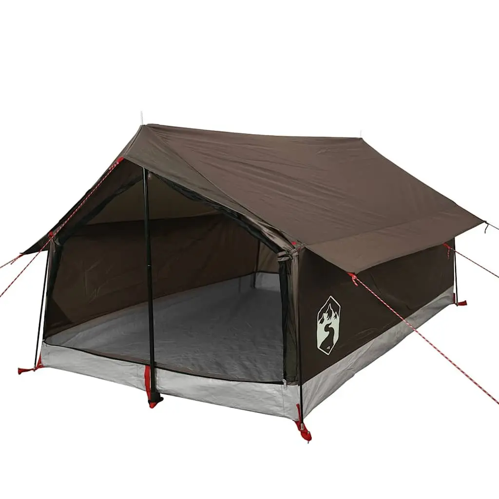 Camping Tent Polyester 2-Person Brown Waterproof Mesh Ventilation Portable Easy Setup