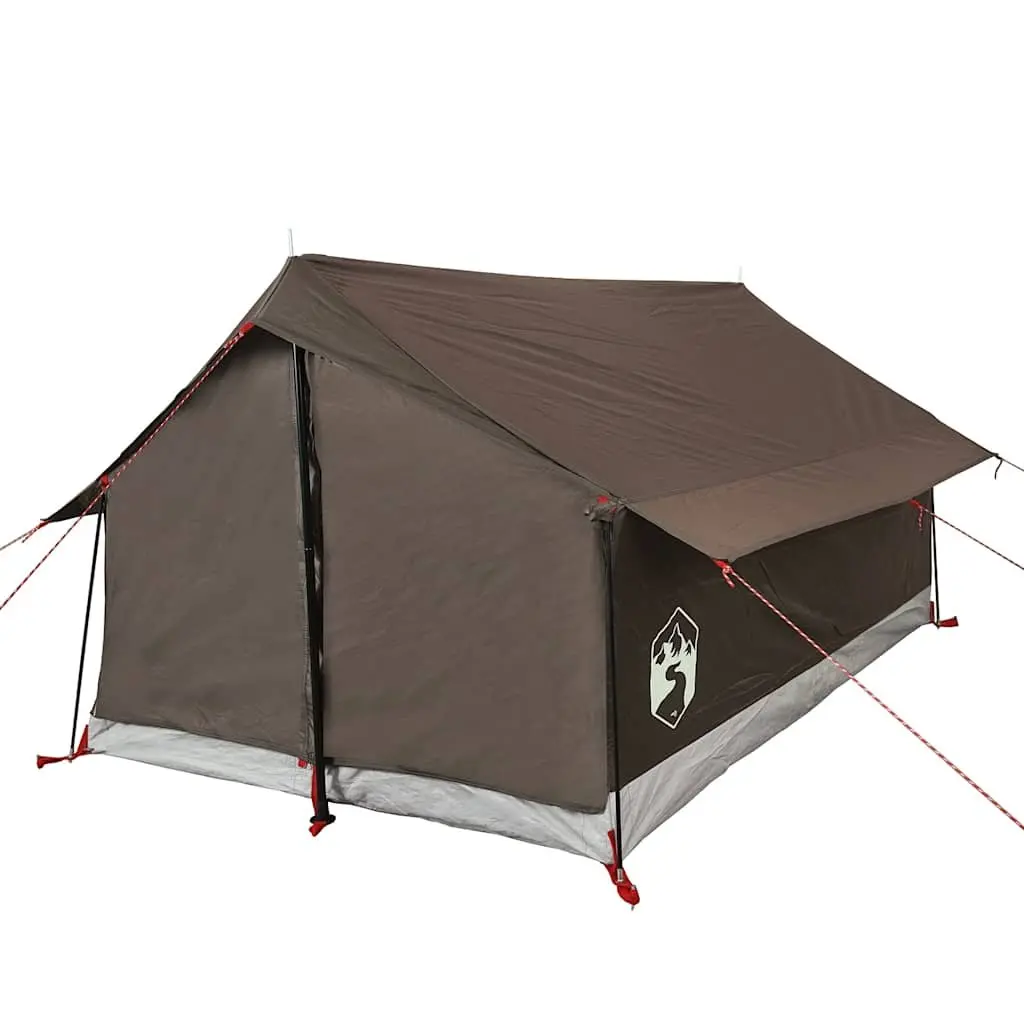 Camping Tent Polyester 2-Person Brown Waterproof Mesh Ventilation Portable Easy Setup