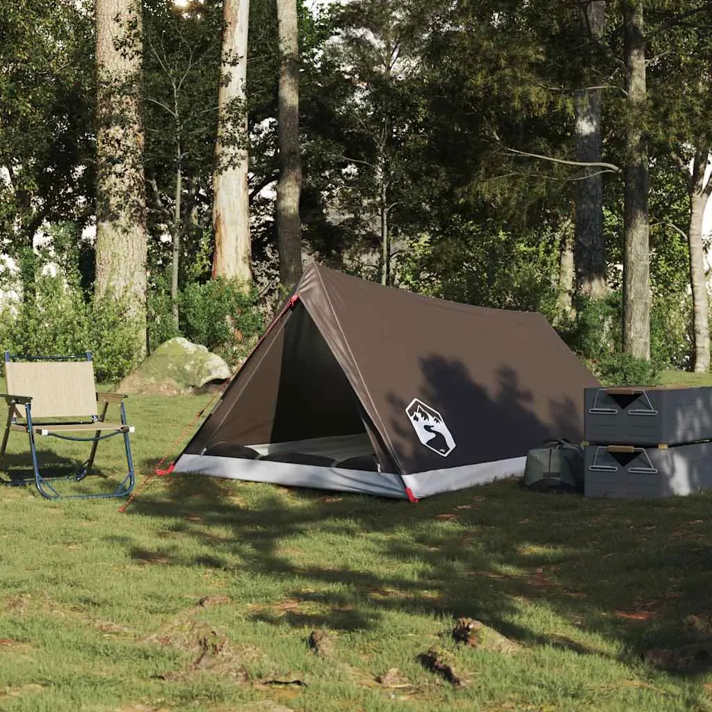 2-Person Brown Camping Tent with Mosquito Mesh