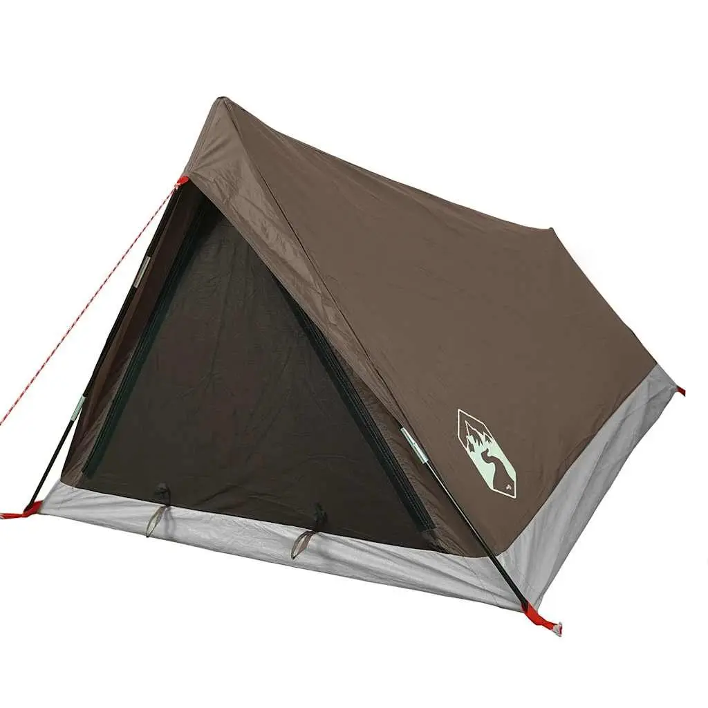 2-Person Brown Camping Tent with Mosquito Mesh