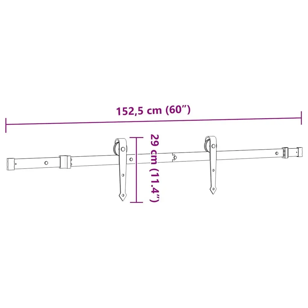 Black Sliding Door Hardware Kit 152.5cm