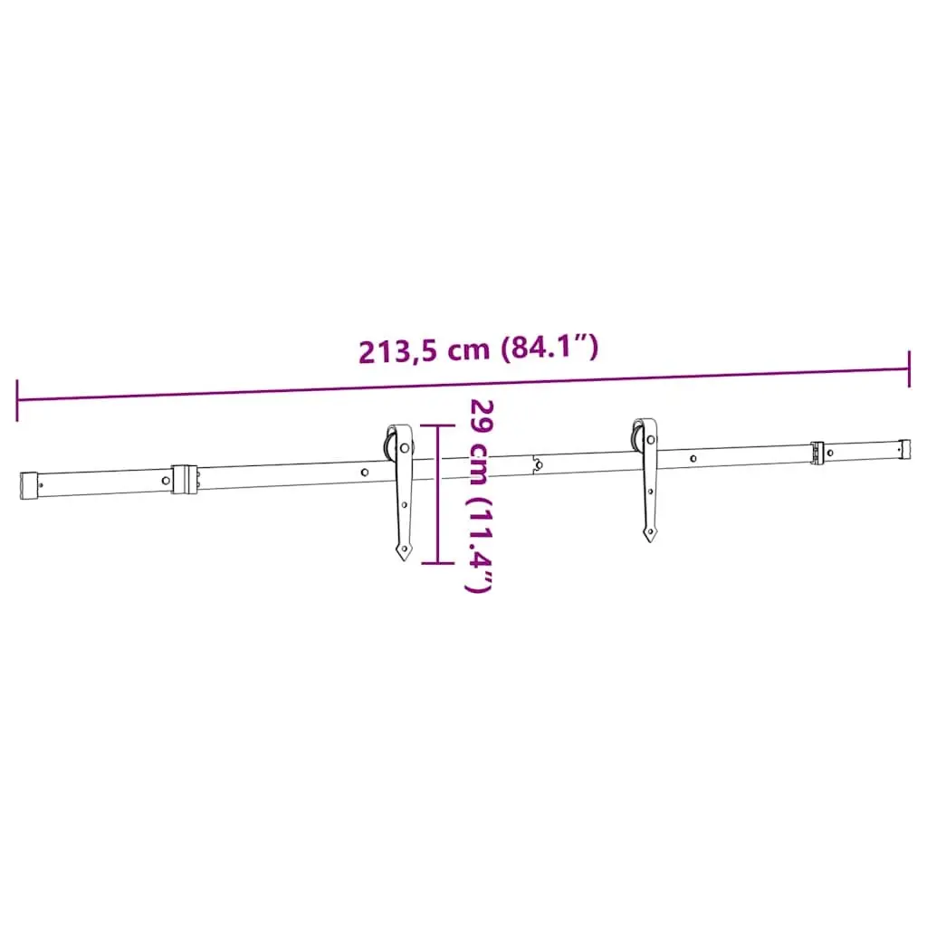 Steel Sliding Door Hardware Kit 213.5cm Black