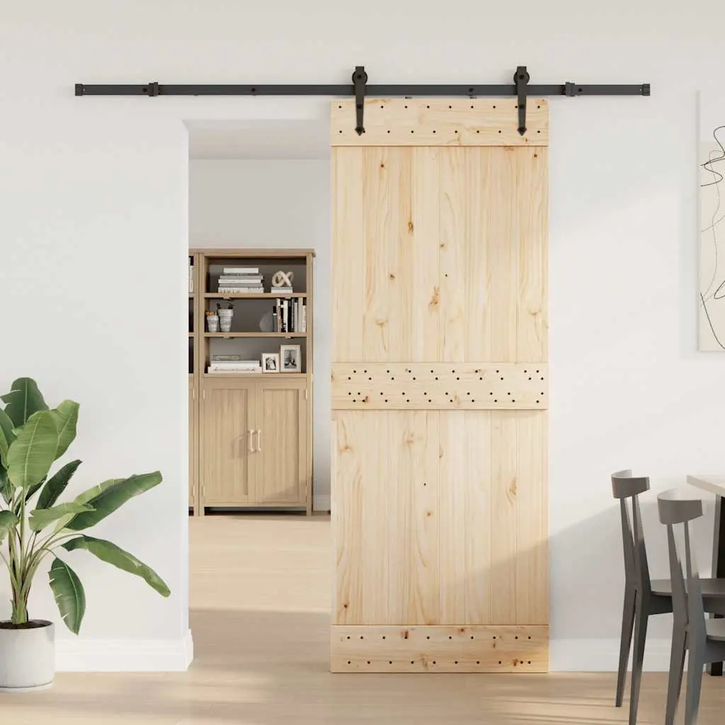 Steel Sliding Door Hardware Kit 213.5cm Black