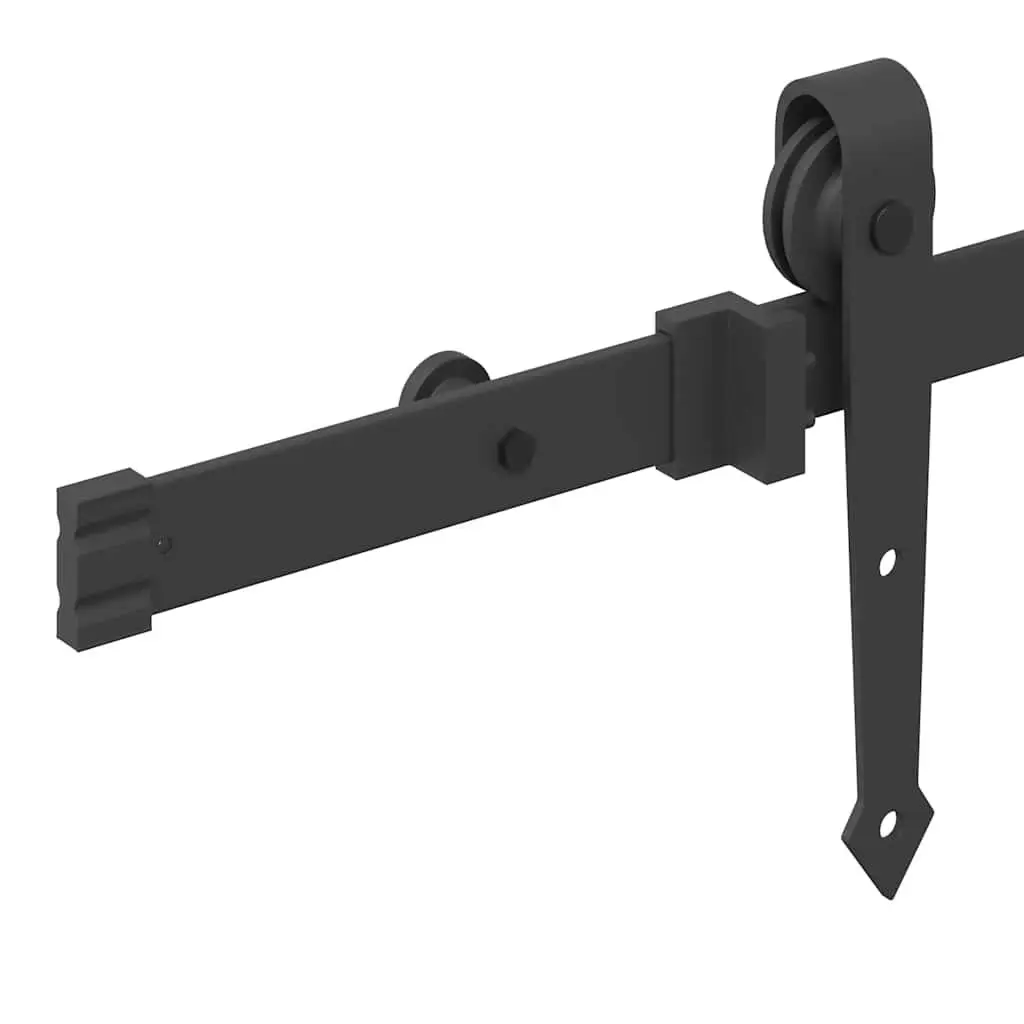 Steel Sliding Door Hardware Kit 213.5cm Black