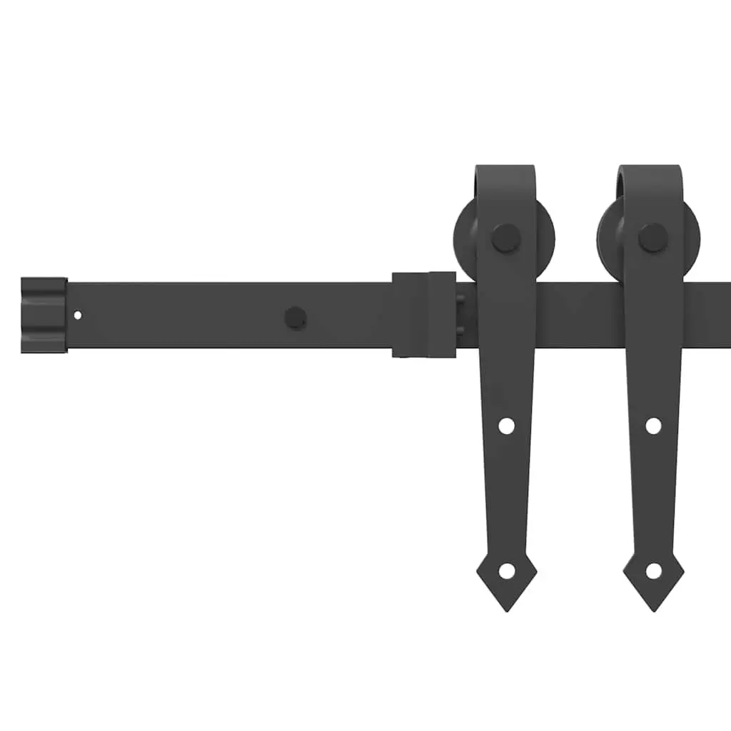 Steel Sliding Door Hardware Kit 213.5cm Black