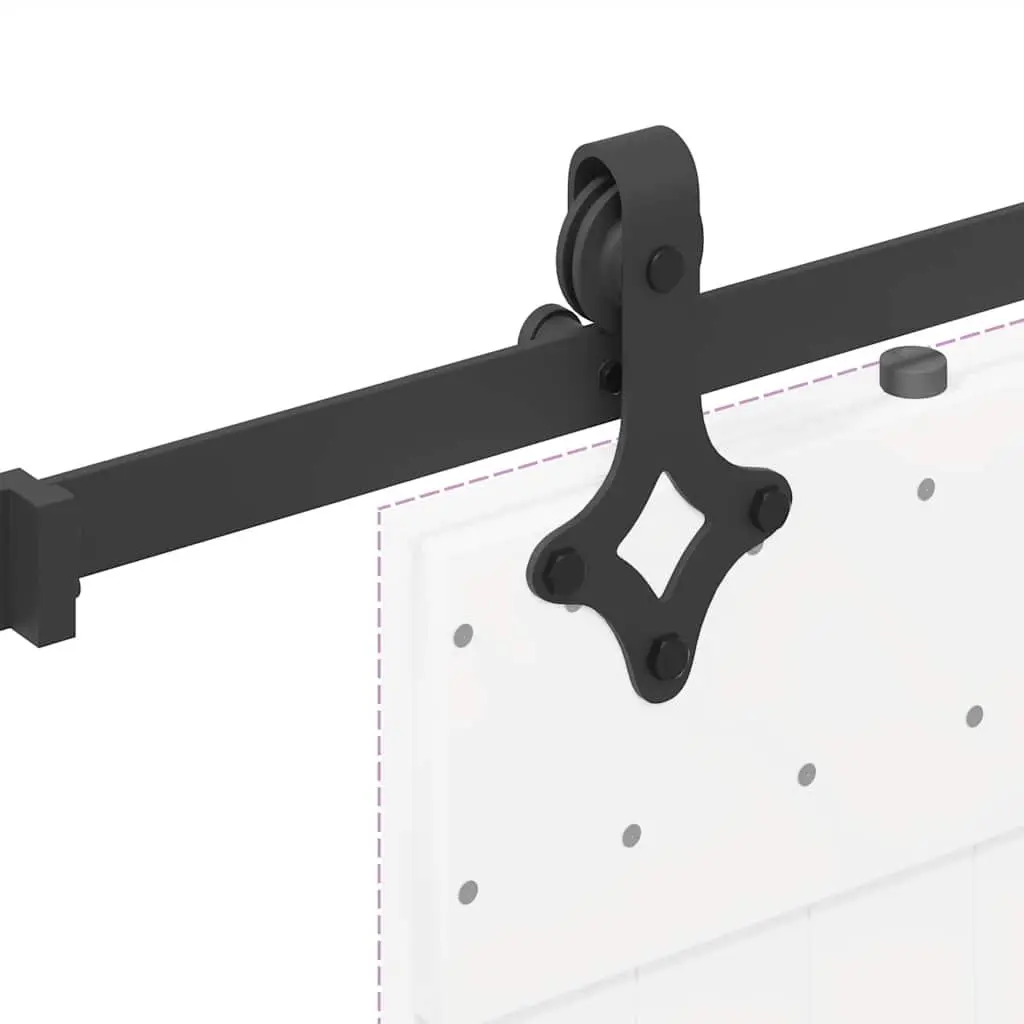 Sliding Door Hardware Kit Powder-coated Steel 213.5cm Black