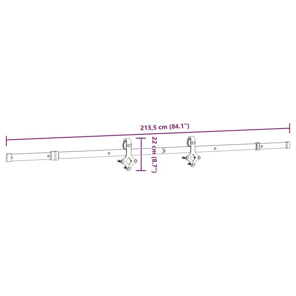 Sliding Door Hardware Kit Powder-coated Steel 213.5cm Black