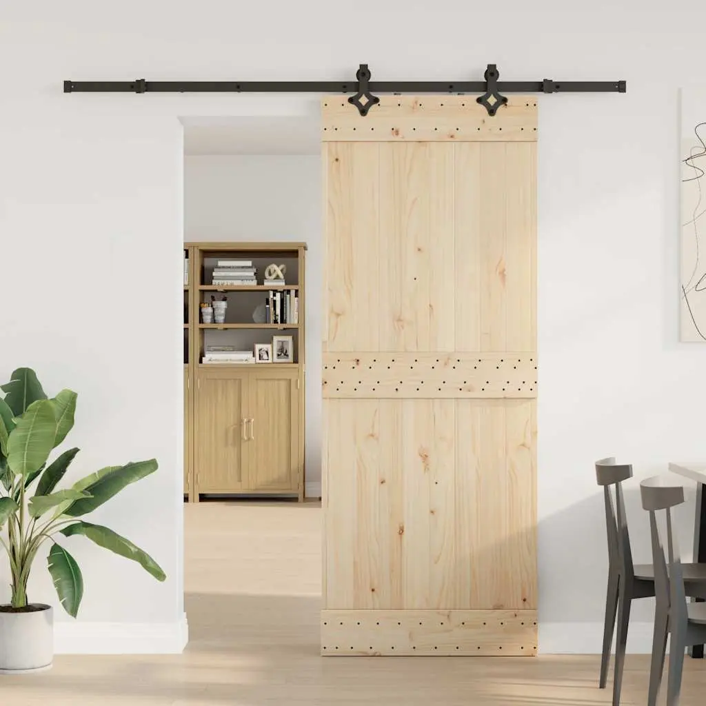 Sliding Door Hardware Kit Powder-coated Steel 213.5cm Black
