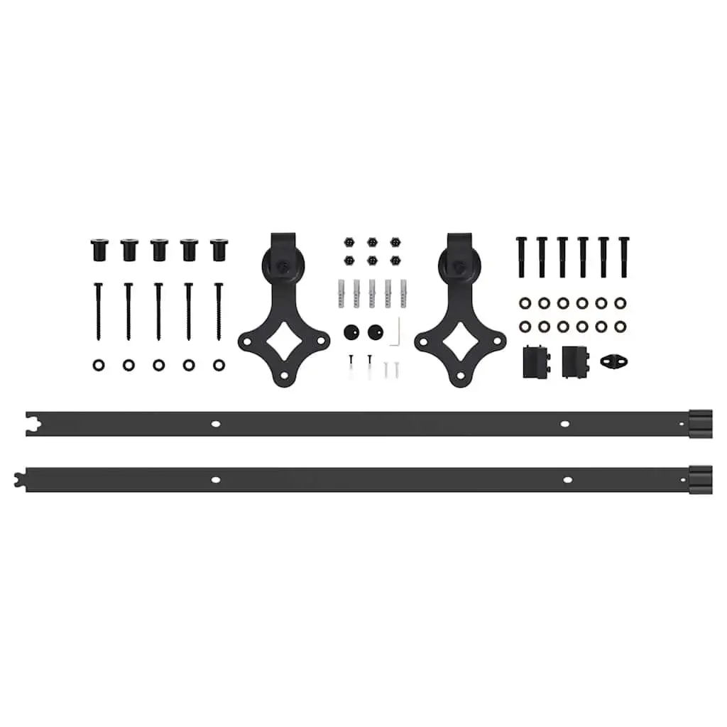 Sliding Door Hardware Kit Powder-coated Steel 213.5cm Black