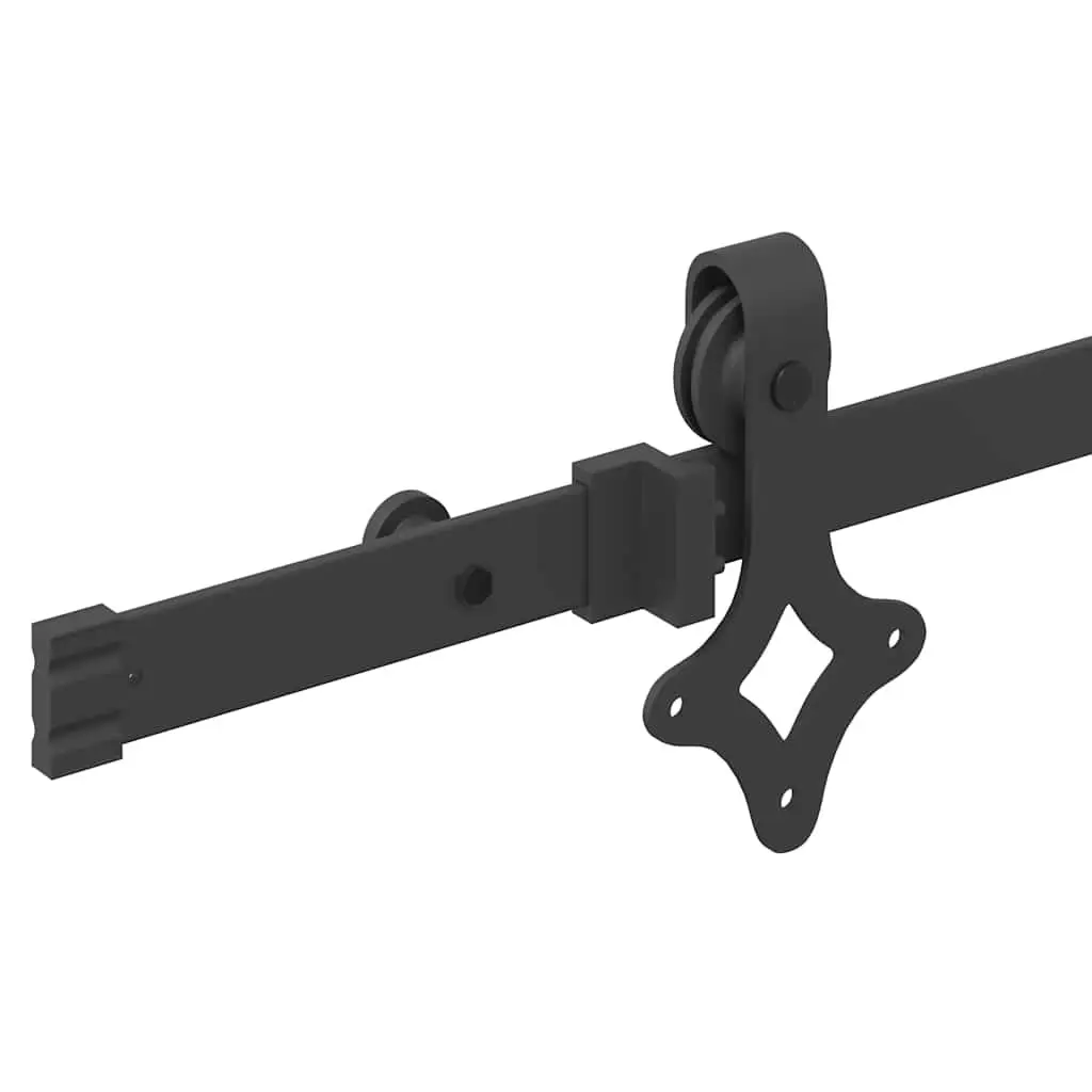 Sliding Door Hardware Kit Powder-coated Steel 213.5cm Black