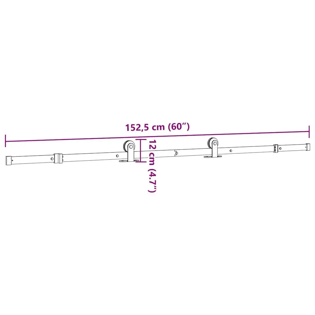 Sliding Door Hardware Kit 152.5cm Black