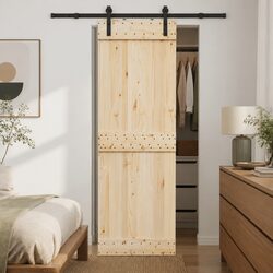 Sliding Door Hardware Kit 152.5cm Steel Track Rail System Black