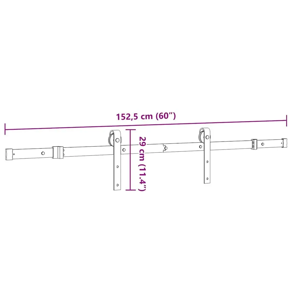 Black Sliding Door Hardware Kit 152.5cm