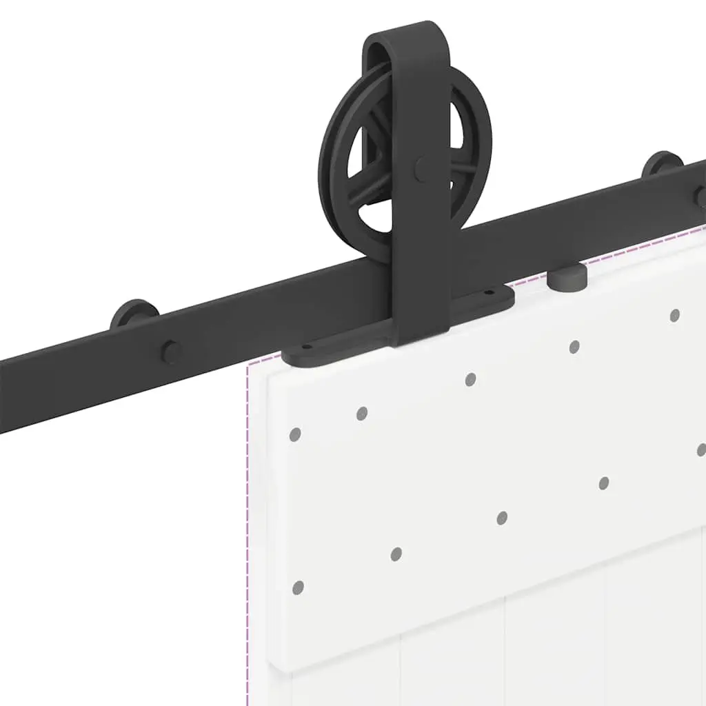 Sliding Door Hardware Kit Powder-coated Steel 183cm Black Track Rail System