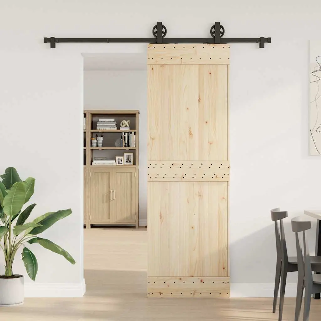 Sliding Door Hardware Kit Powder-coated Steel 183cm Black Track Rail System