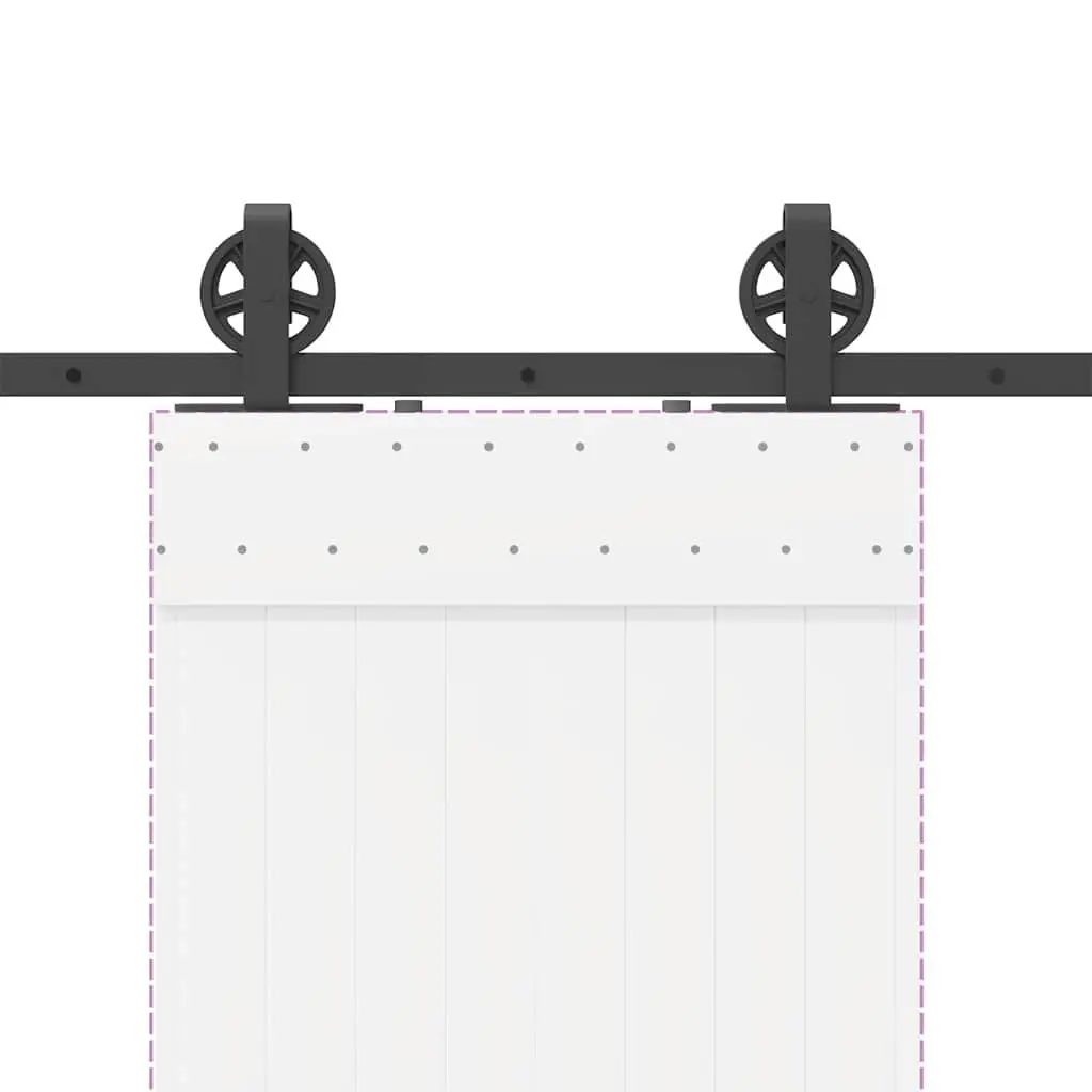 Sliding Door Hardware Kit Powder-coated Steel 183cm Black Track Rail System