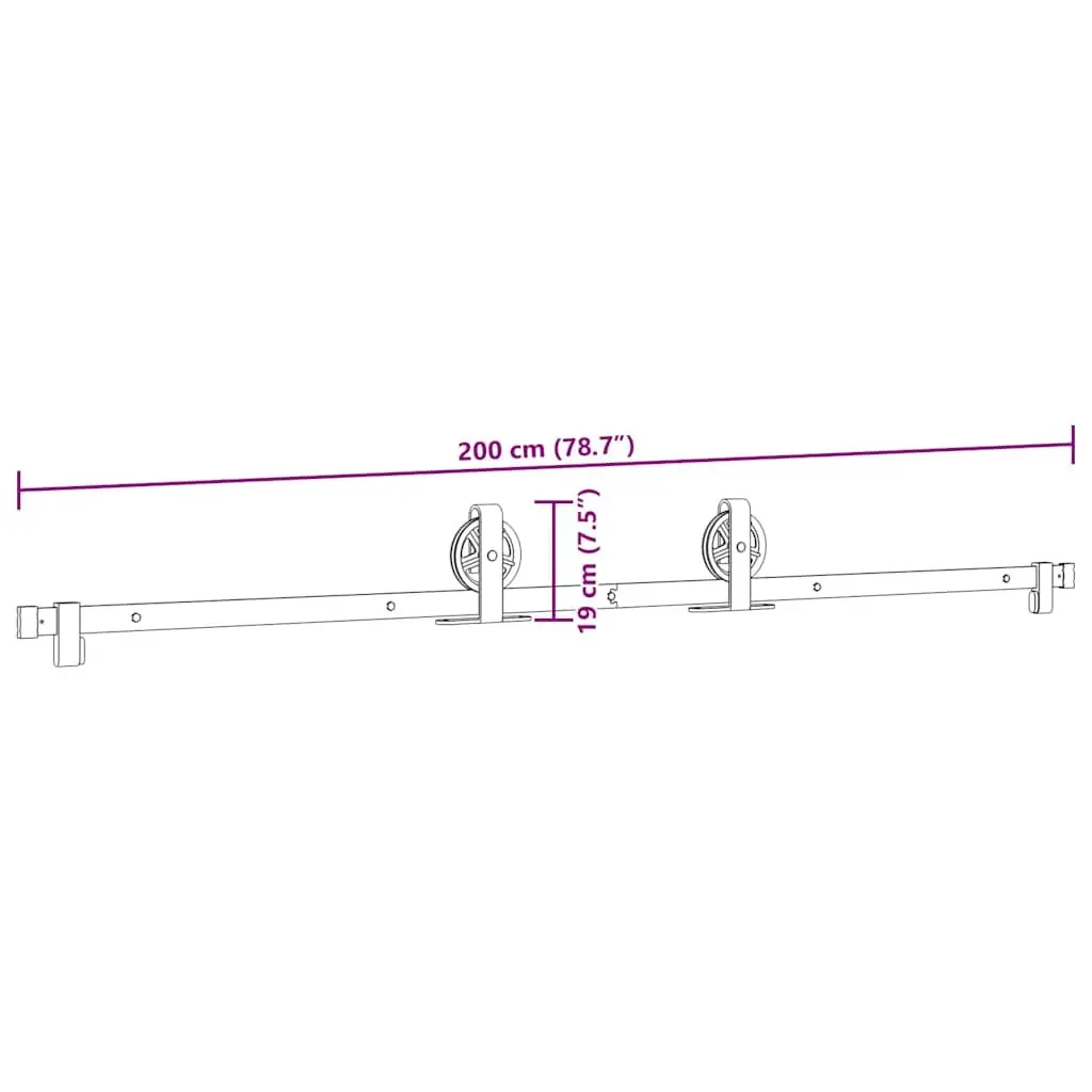 Sliding Door Hardware Kit 200cm Steel Track System