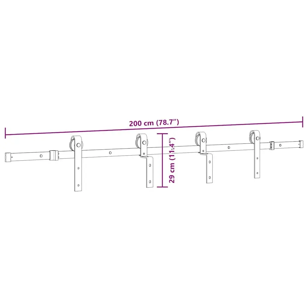 200cm Sliding Door Hardware Kit with Rollers