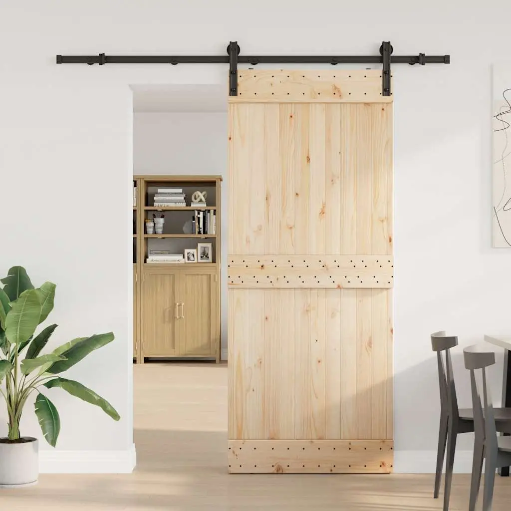 Sliding Door Hardware Kit Powder-coated Steel 200cm Black Track Rail System for Interior Doors