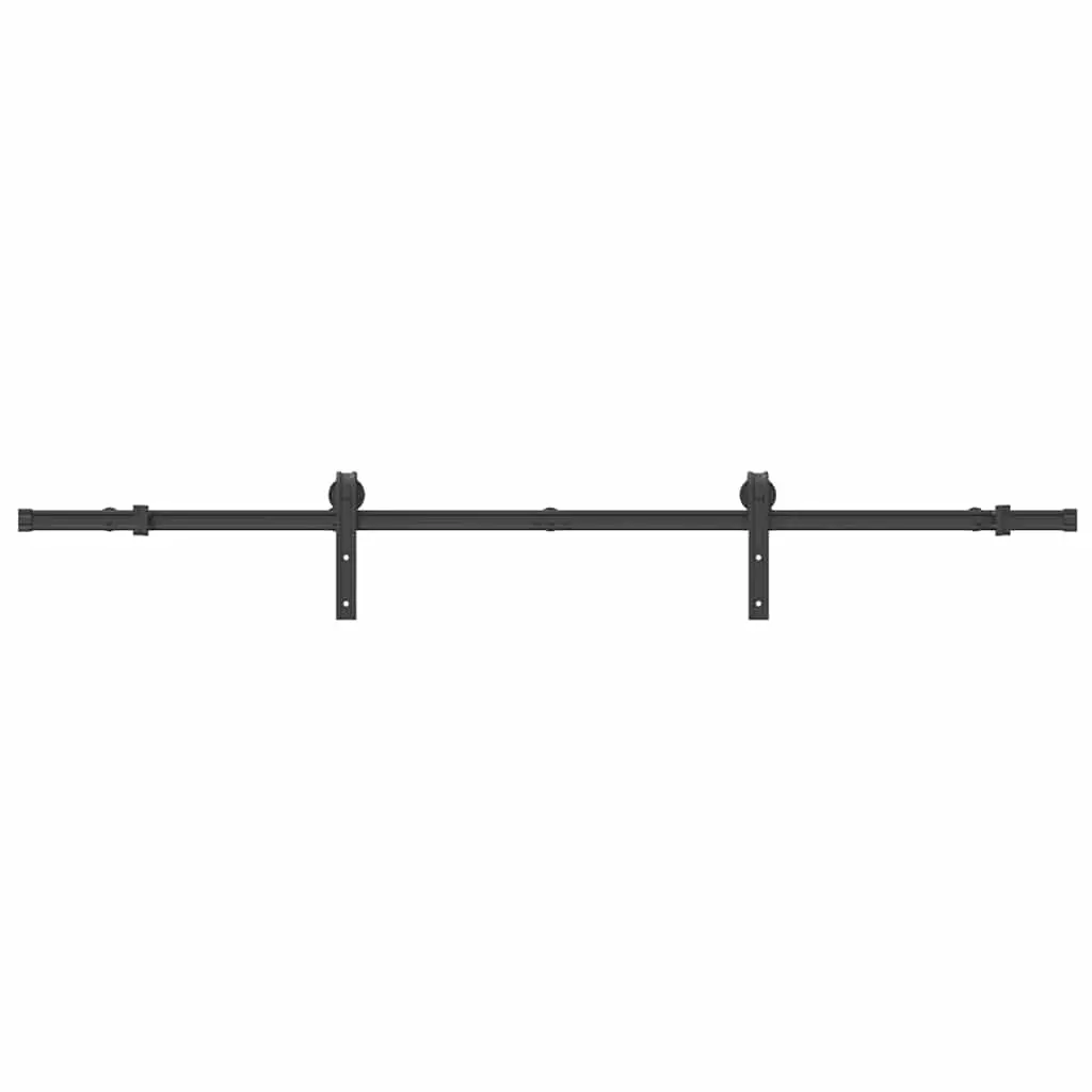 Sliding Door Hardware Kit Powder-coated Steel 200cm Black Track Rail System for Interior Doors