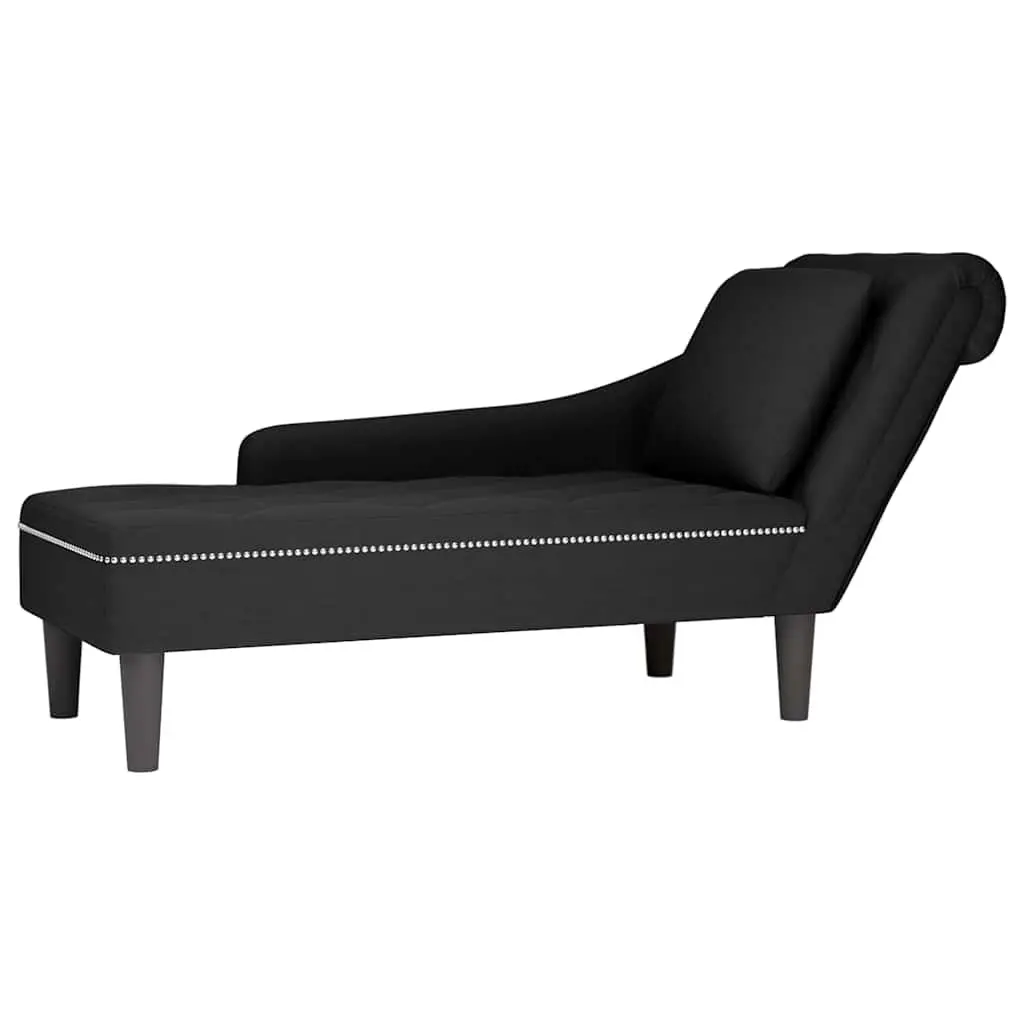 Black Velvet Chaise Lounge with Pillow