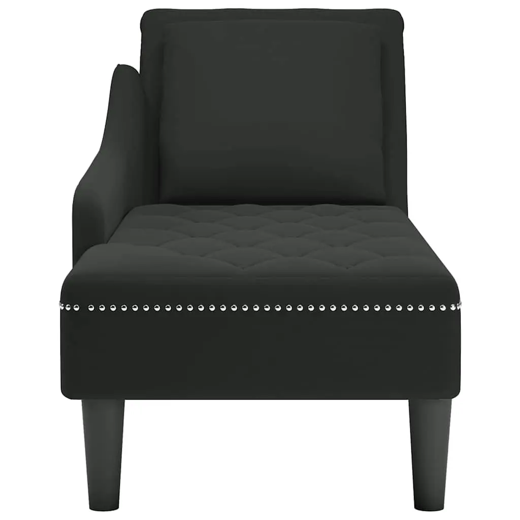 Black Velvet Chaise Lounge with Pillow