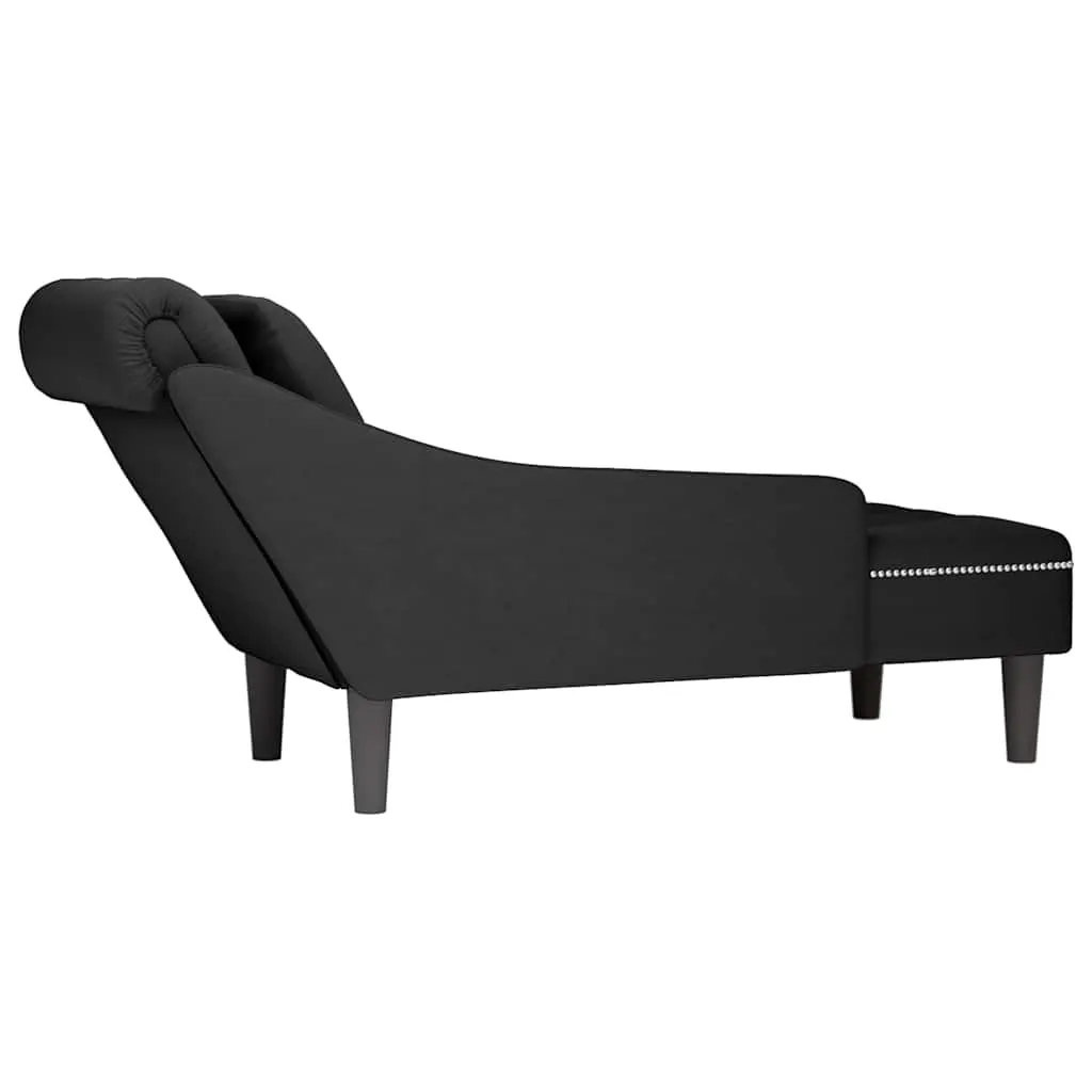 Black Velvet Chaise Lounge with Pillow
