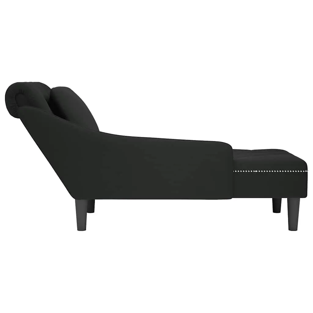 Black Velvet Chaise Lounge with Pillow