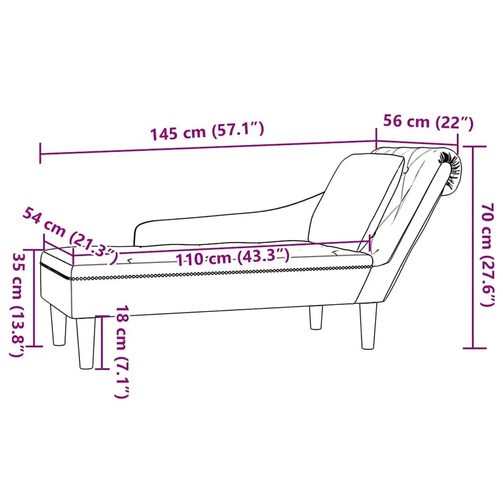 Black Velvet Chaise Lounge with Pillow