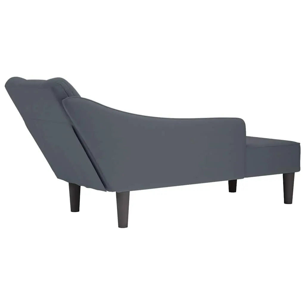 Dark Grey Velvet Chaise Lounge with Right Armrest