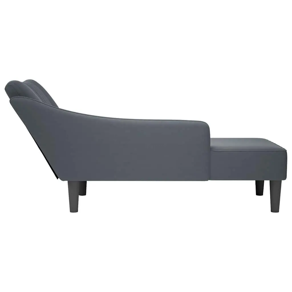Dark Grey Velvet Chaise Lounge with Right Armrest