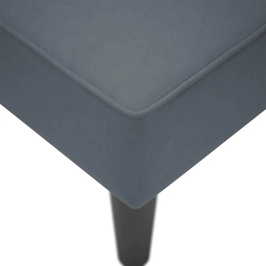 Dark Grey Velvet Chaise Lounge with Right Armrest