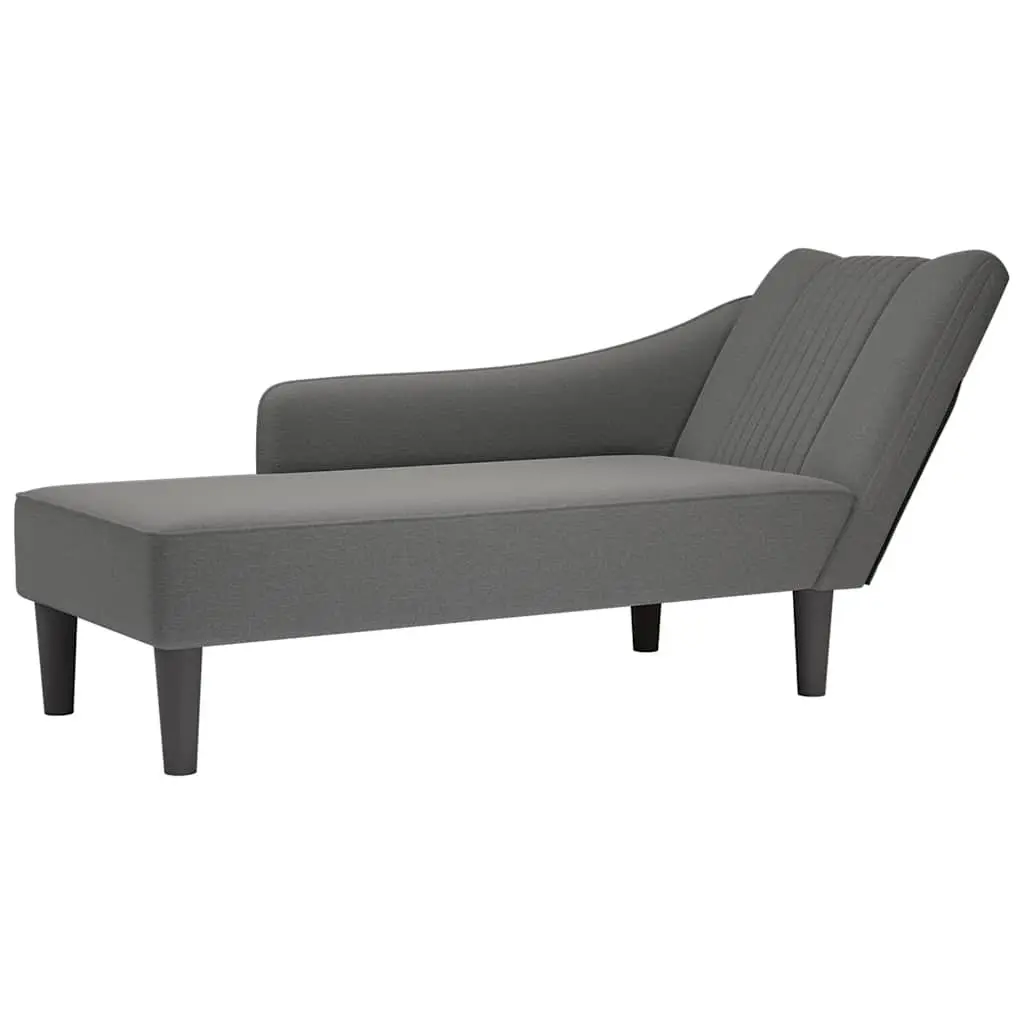 Grey Fabric Chaise Lounge with Right Armrest
