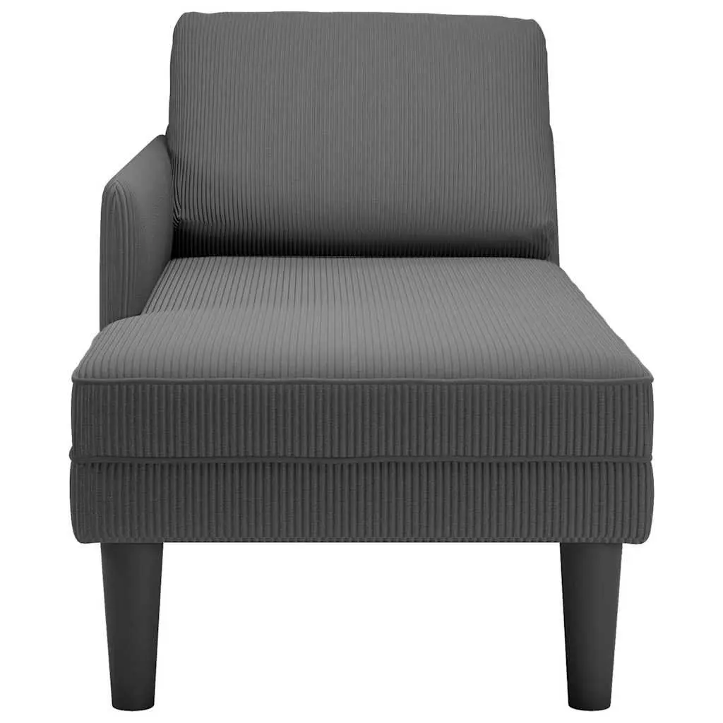 Grey Corduroy Chaise Lounge with Pillow