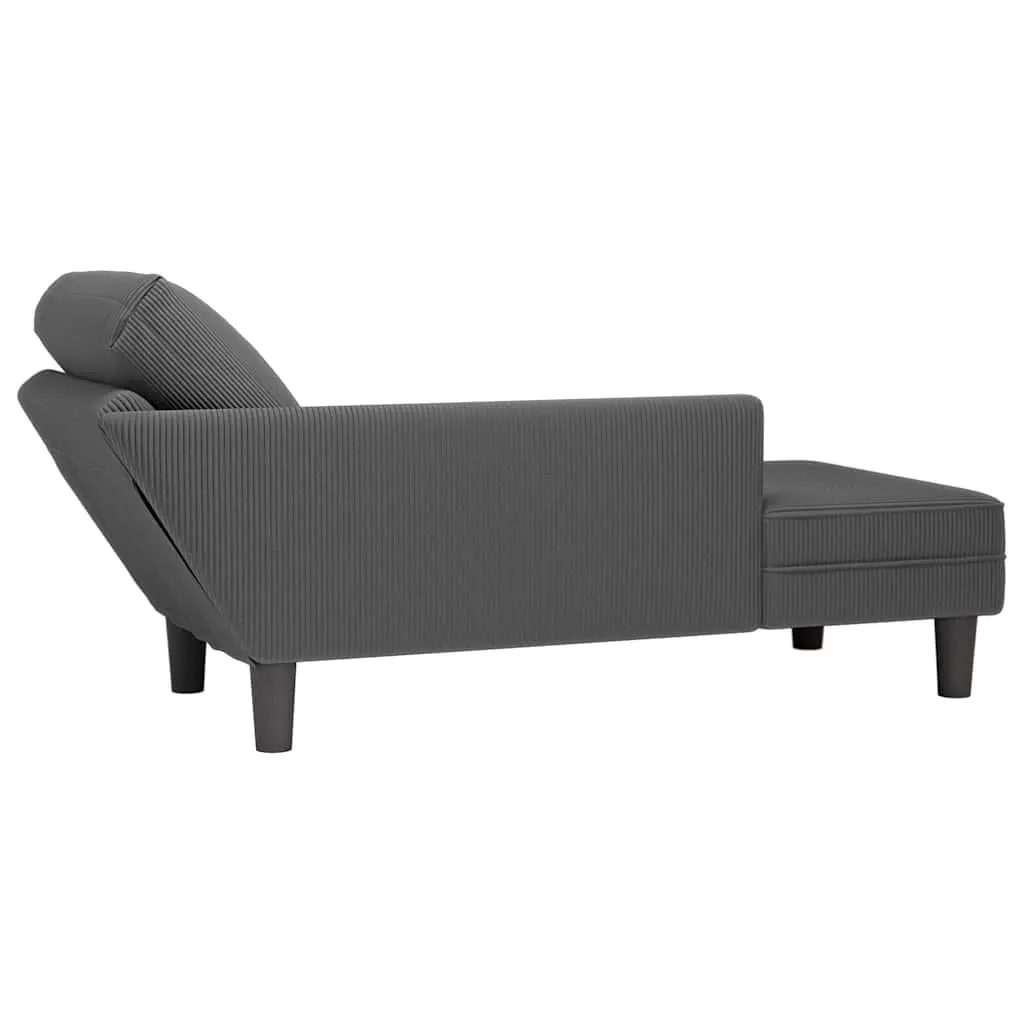 Grey Corduroy Chaise Lounge with Pillow